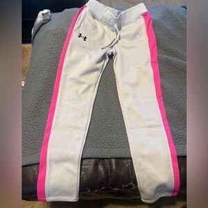 Under Armour Kids' Gray and Pink Track Pants